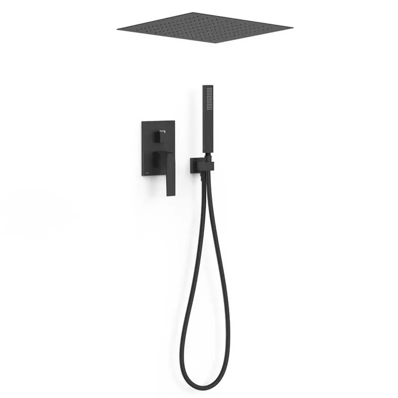 Monomando kit ducha tres exclusive slim empotrado 380mm negro mate 20228006nm - Griferia Tres Slim empotrar