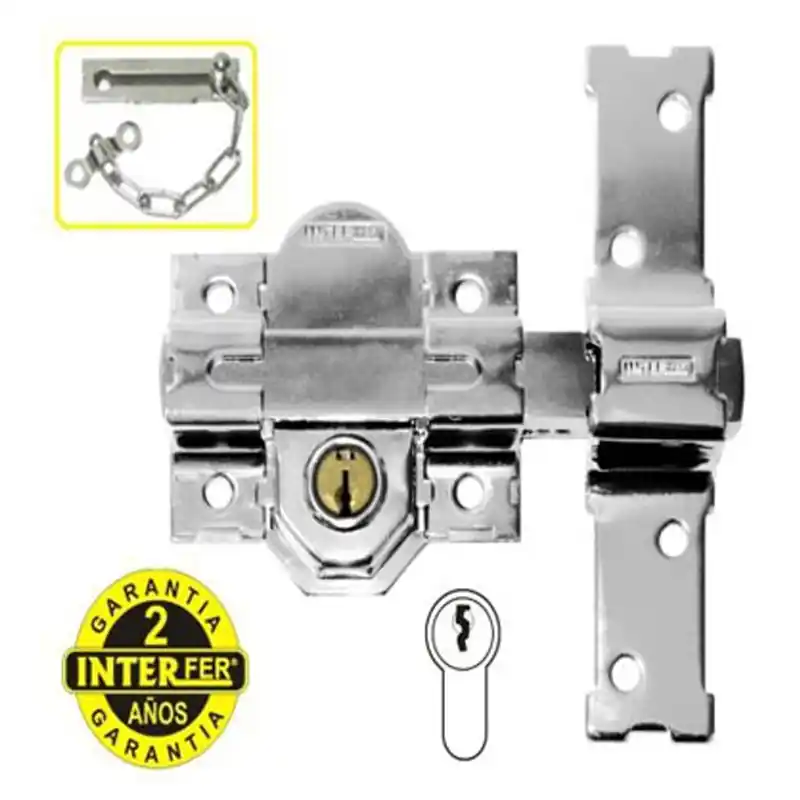 Cerrojo con llave interfer interior 31-b cilindro 50mm cromado