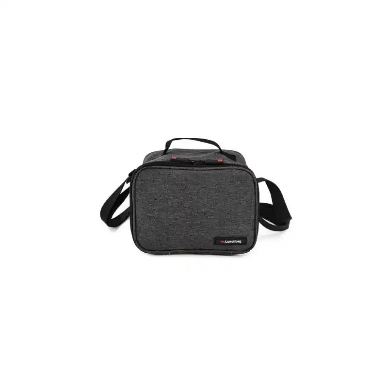 Bolsa porta alimentos iris negra con contenedor vidrio