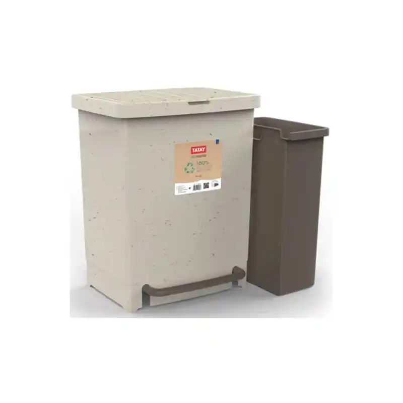 Contenedor de reciclaje tatay con pedal 17 + 8 lt beige - Cubos de basura