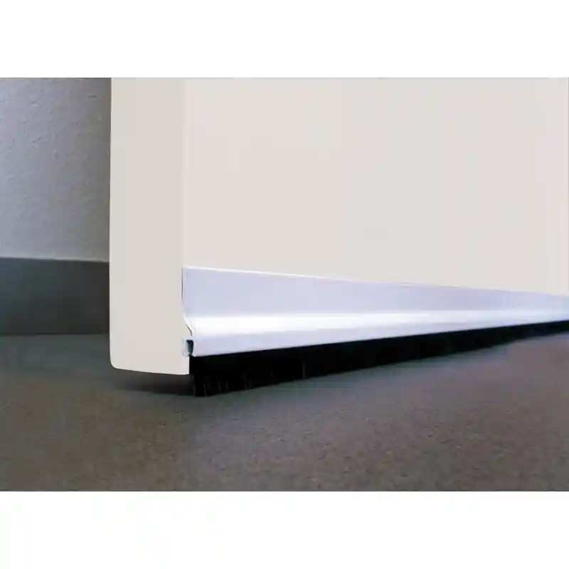 Burlete bajo puerta adhesivo cepillo aluminio 92 cm blanco - Burletes para puertas