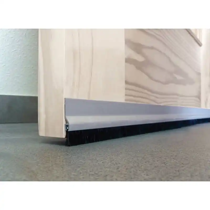 Burlete bajo puerta adhesivo cepillo aluminio 92 cm plata - Burletes para puertas