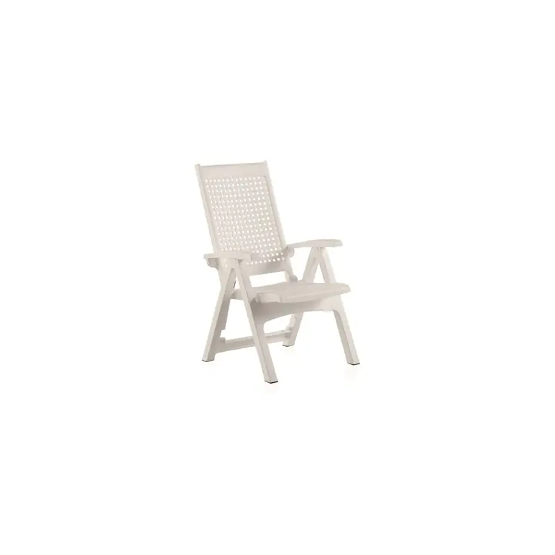 Sillon posiciones resina metal blanco - Sillas playa