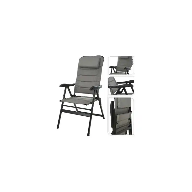 Silla camping plegable gris 76 x 57 x 118 cm - Sillas playa
