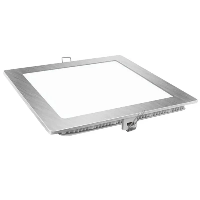 Downlight led matel 6w cuadrado plata luz calida 2700k 550lm ø120 mm