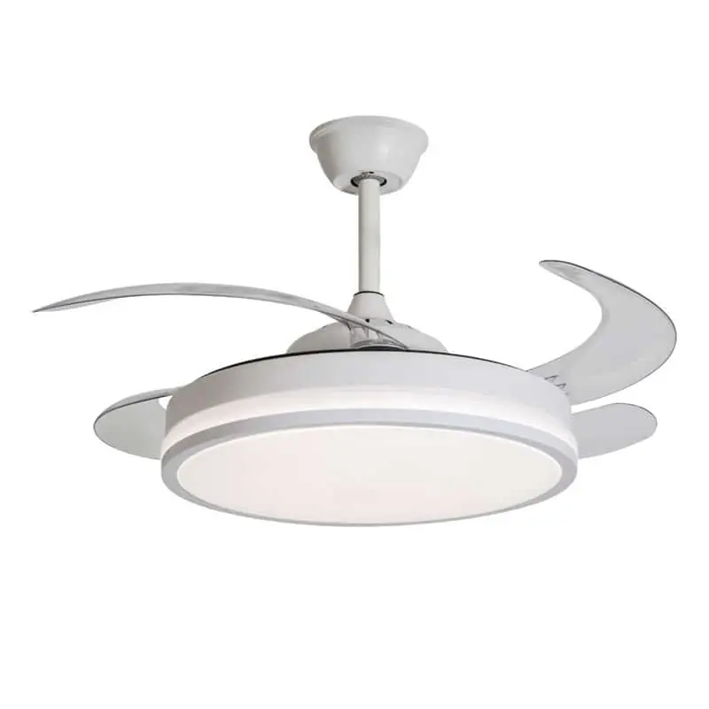 Ventilador de techo luz aspas retractil kukem 60w blanco106cm - Ventiladores de techo