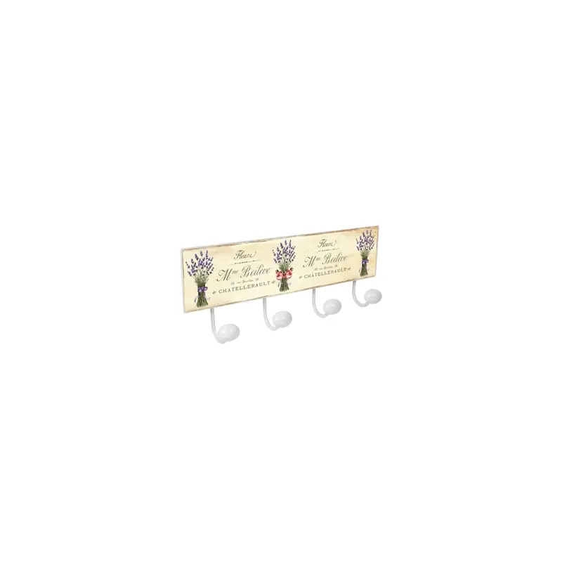 Percha pared porcelana lavanda 4 4 pomos blanca - Percheros de pared