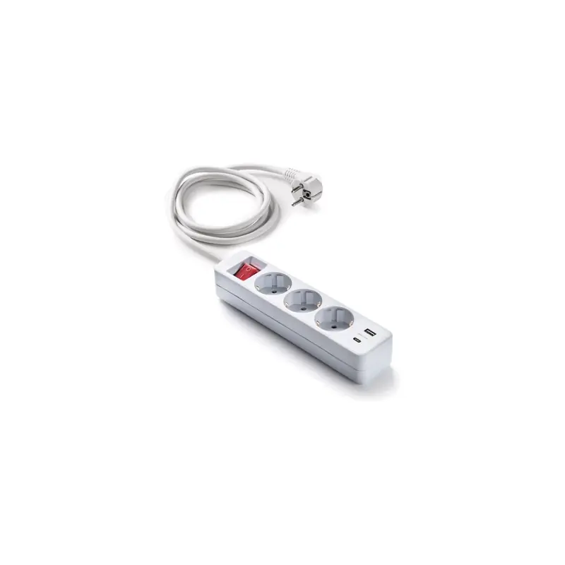 Base multiple con interruptor blanca 3 tomas+2usb 1,5mt - Regletas de enchufes