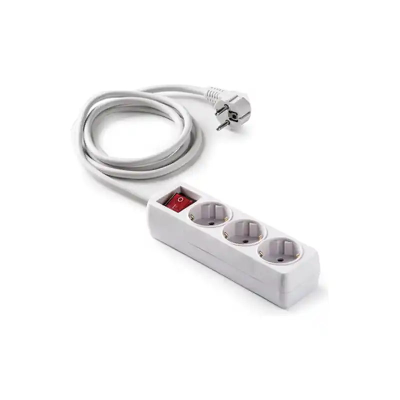 Base multiple con interruptor blanco 3 tomas 5mt - Ladrón enchufe