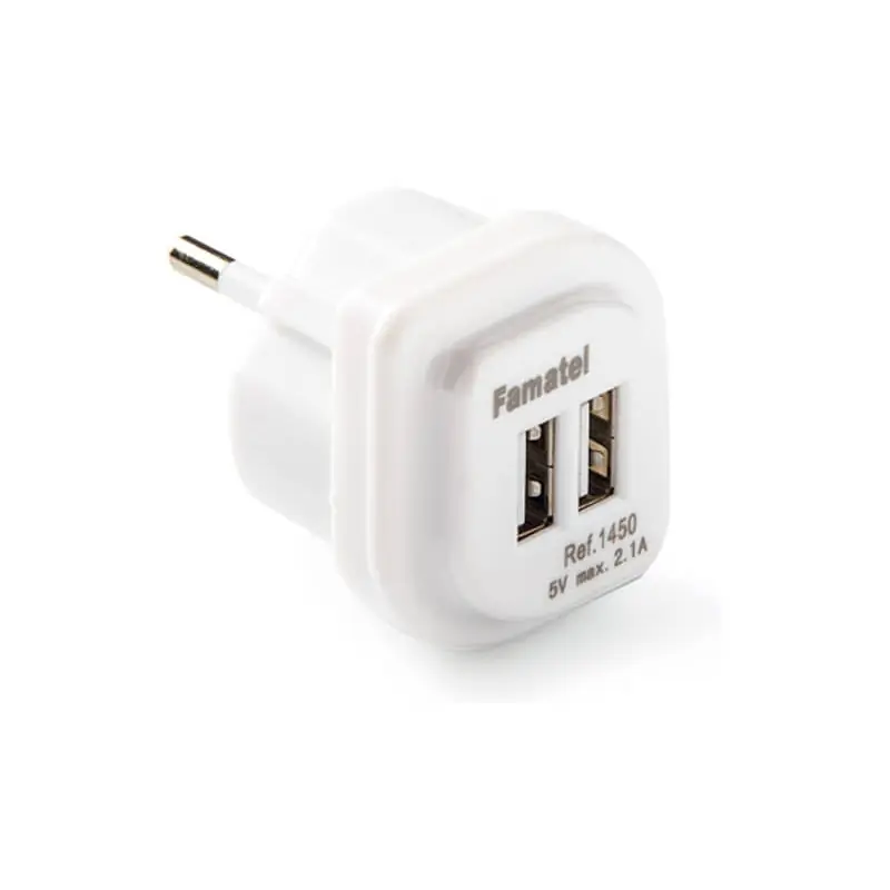 Cargador 2 usb blanco 2,1a ip20 - Mando a distancia