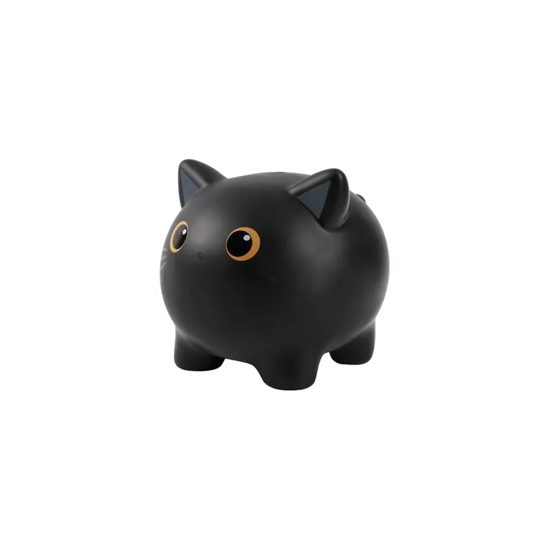 Hucha plastico gato - negro, 18 x 15 cm