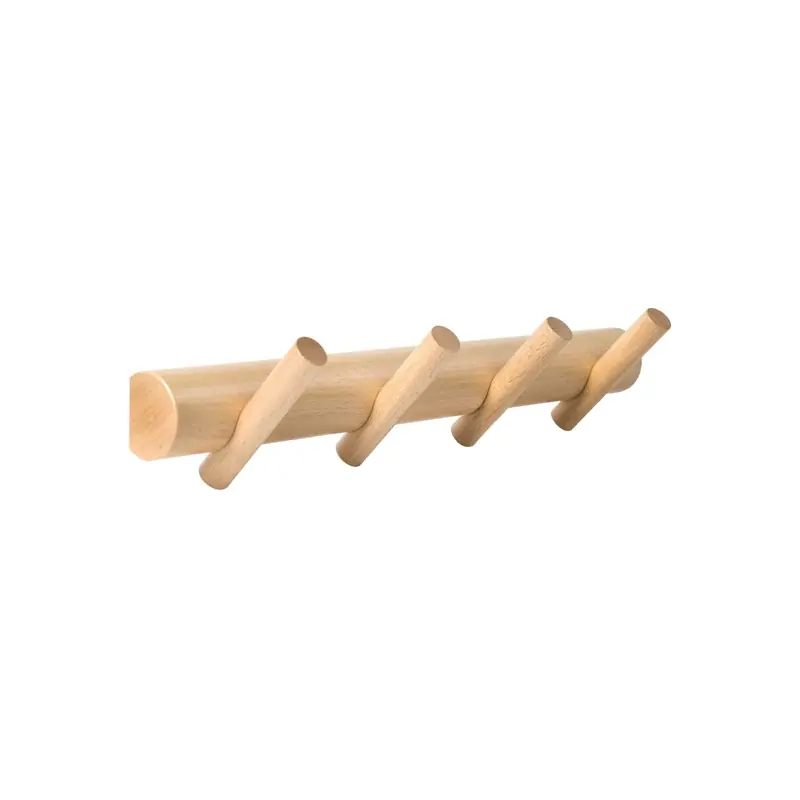 Percha pared 4 ganchos haya natural - Percheros de pared