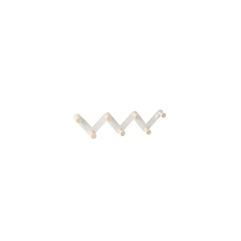Percha pared madera natural 330 mm 7 ganchos blanca - Percheros de pared