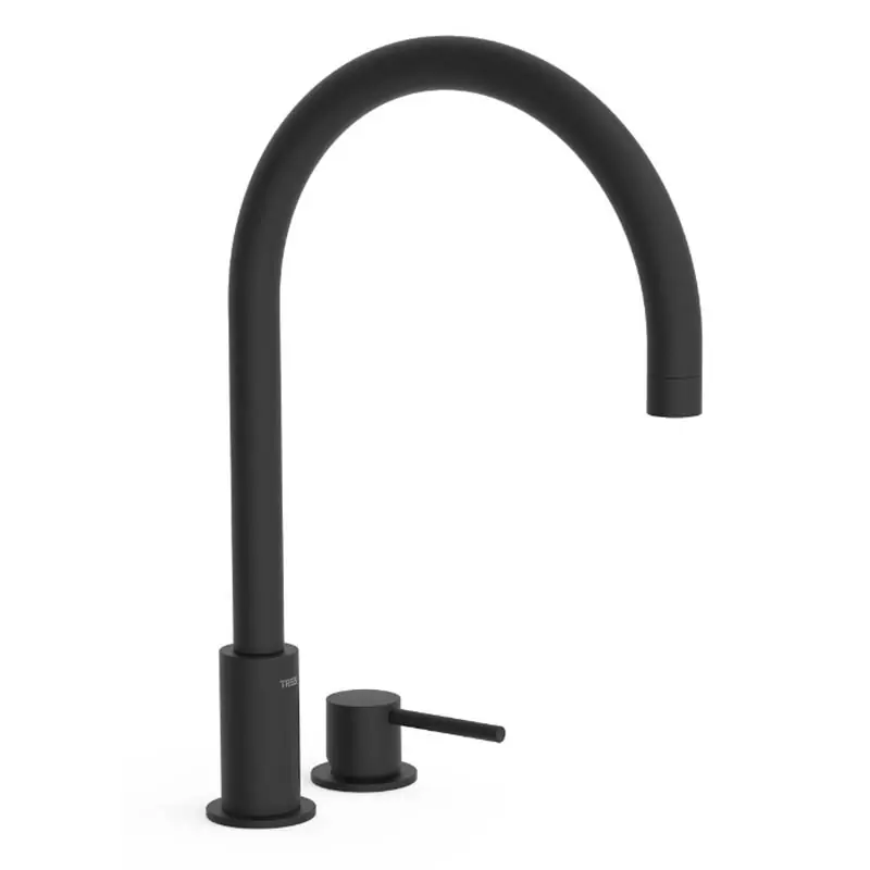 Monomando lavabo repisa tres exclusive study 373mm negro acero 26110501km - STUDY TRES monomando repisa lavabo