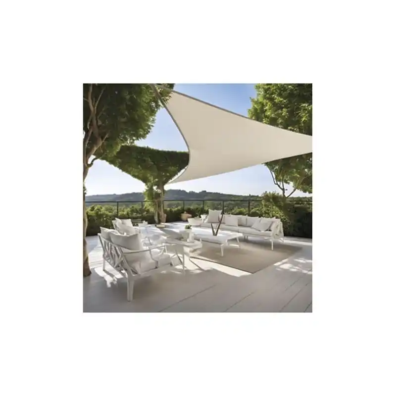 Toldo vela natuur sombreo triangular polietileno 3 x 3 x 3 m blanco roto
