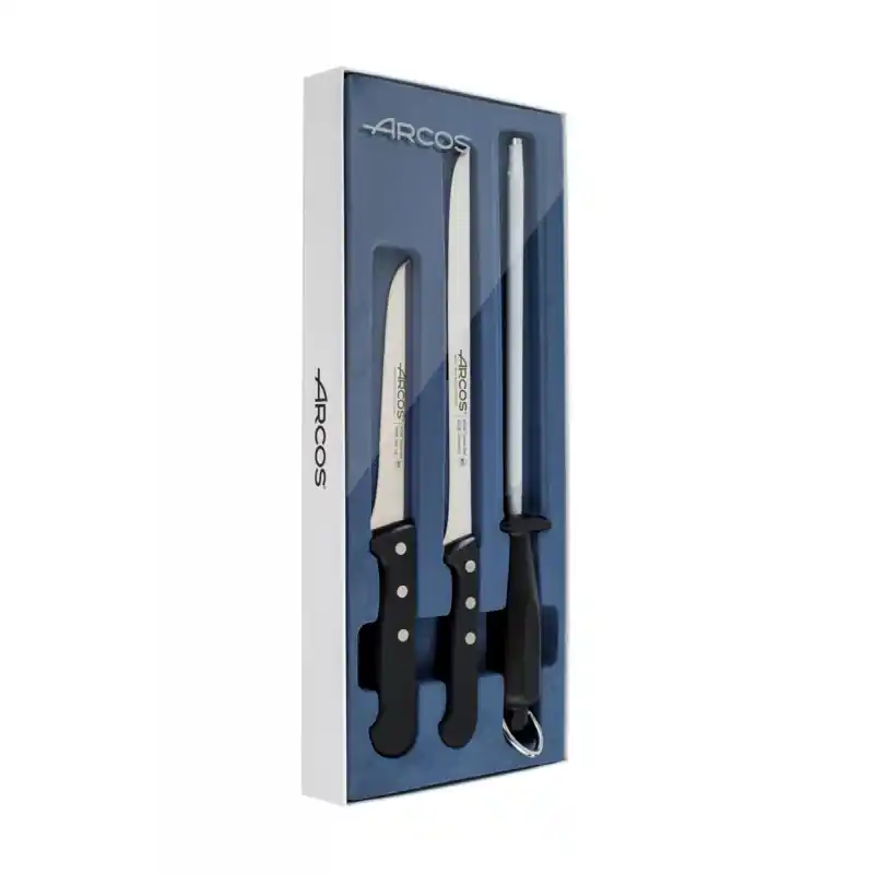 Cuchillo jamonero set universal acero nitrum 3 pz negro - Cuchillos Arcos