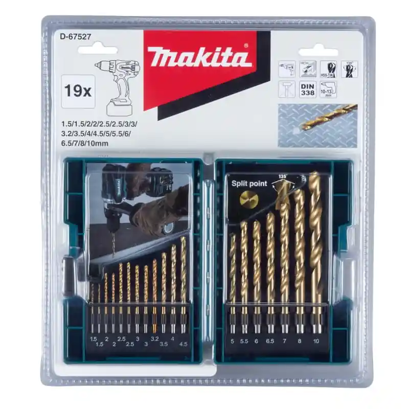 Juego de brocas makita de metal 19pcs d-67527