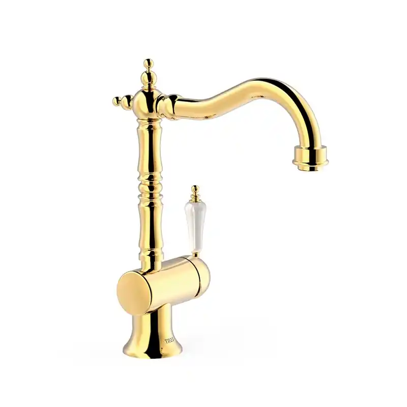 Grifo monomando tres clasic con maneta lateral para lavabo oro 24210801or - Griferia Classic-Tres