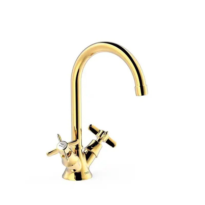 Grifo bimando tres clasic para lavabo oro 24210901or - Griferia Classic-Tres