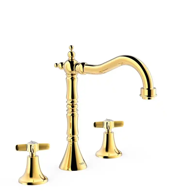 Grifo bimando de repisa tres clasic para lavabo oro 24210501or - Griferia Classic-Tres