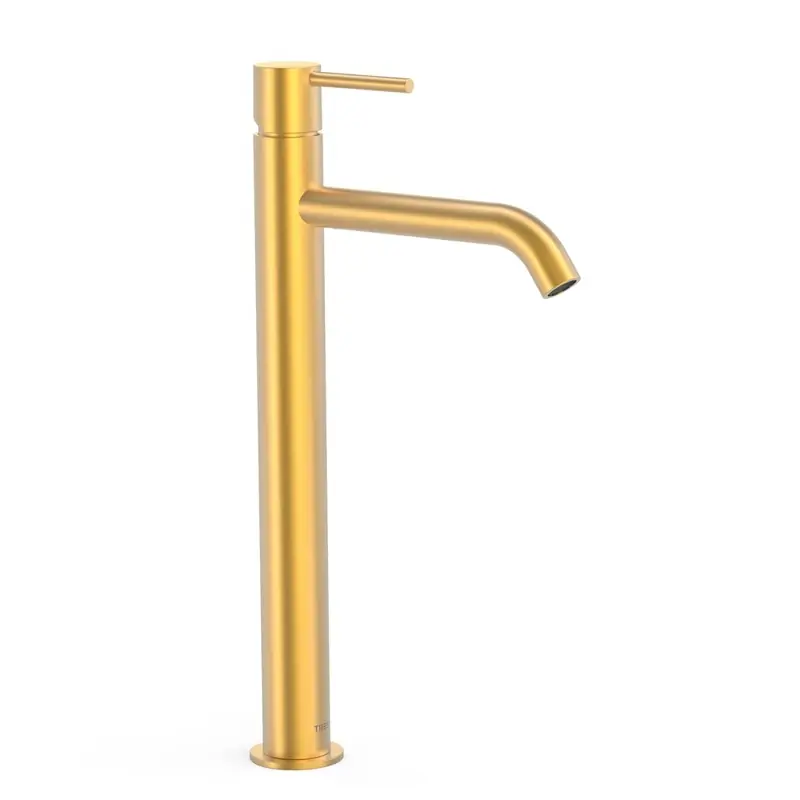 Monomando lavabo tres study alto 385mm oro mate-26230801om
