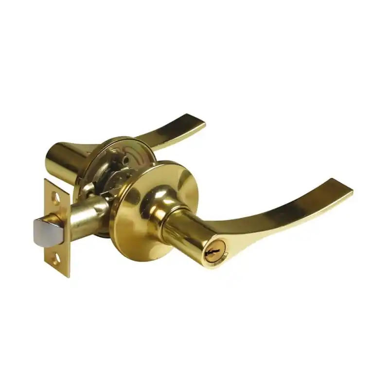Pomo entrada handlock manilla 65mm laton brillo llave y retenedor - Manetas puertas