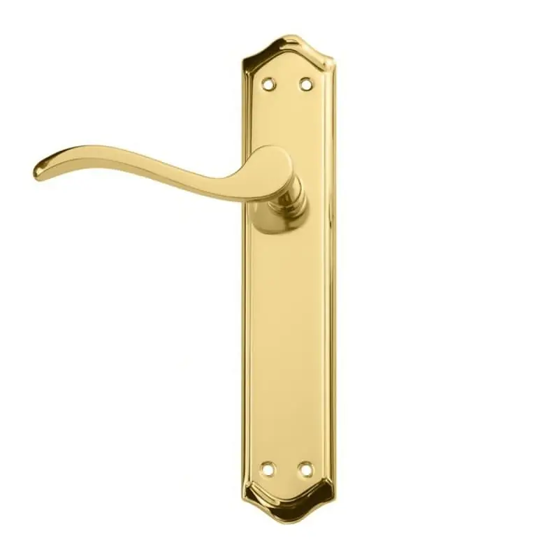 Manilla curva con placa latÓn brillo aluminio hierro - Manetas puertas