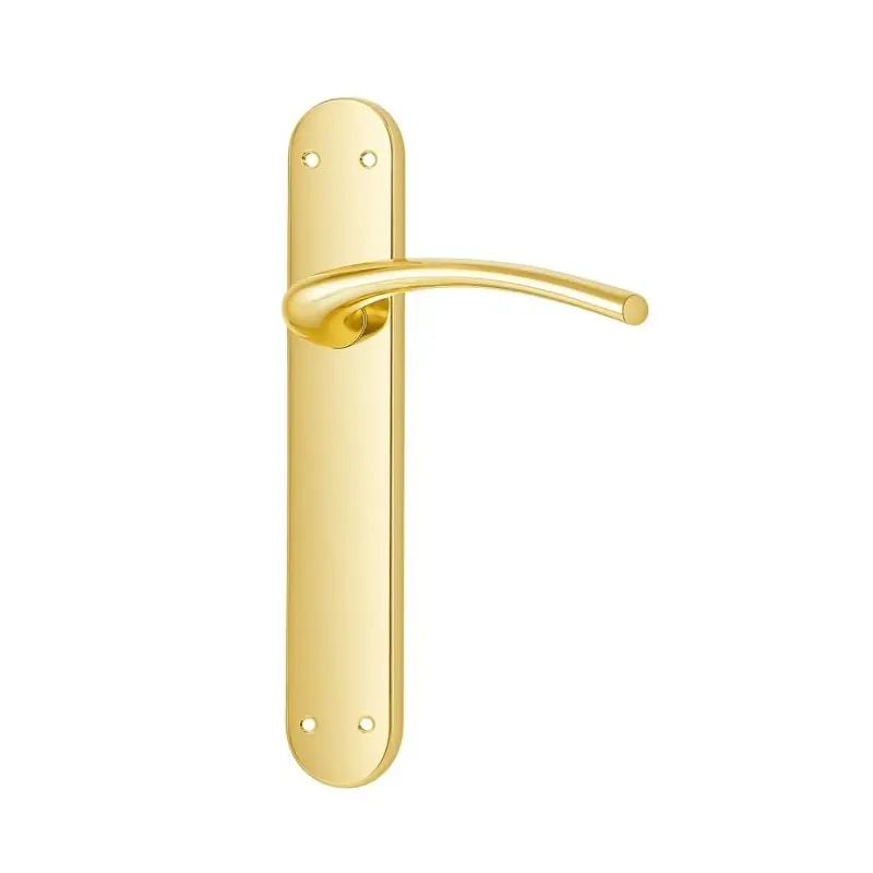 Manilla curva con placa latÓn brillo aluminio hierro - Manetas puertas