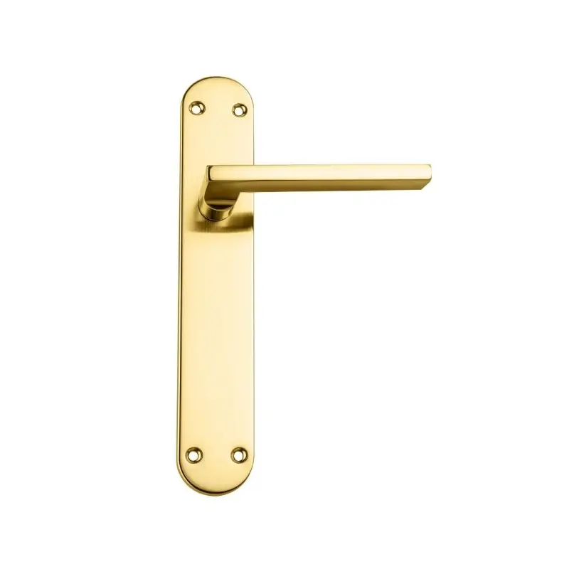 Manilla recta con placa latÓn brillo aluminio hierro - Manetas puertas