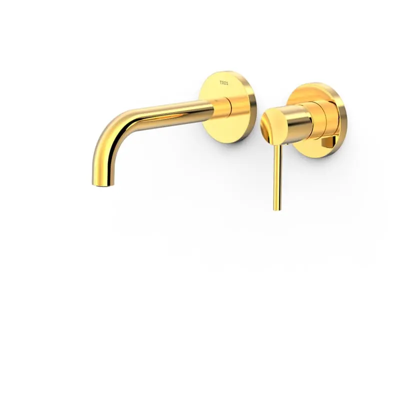 Monomando lavabo tres exclusive study empotrado 177mm oro 24k 26230021or - Griferia Tres Study empotrado