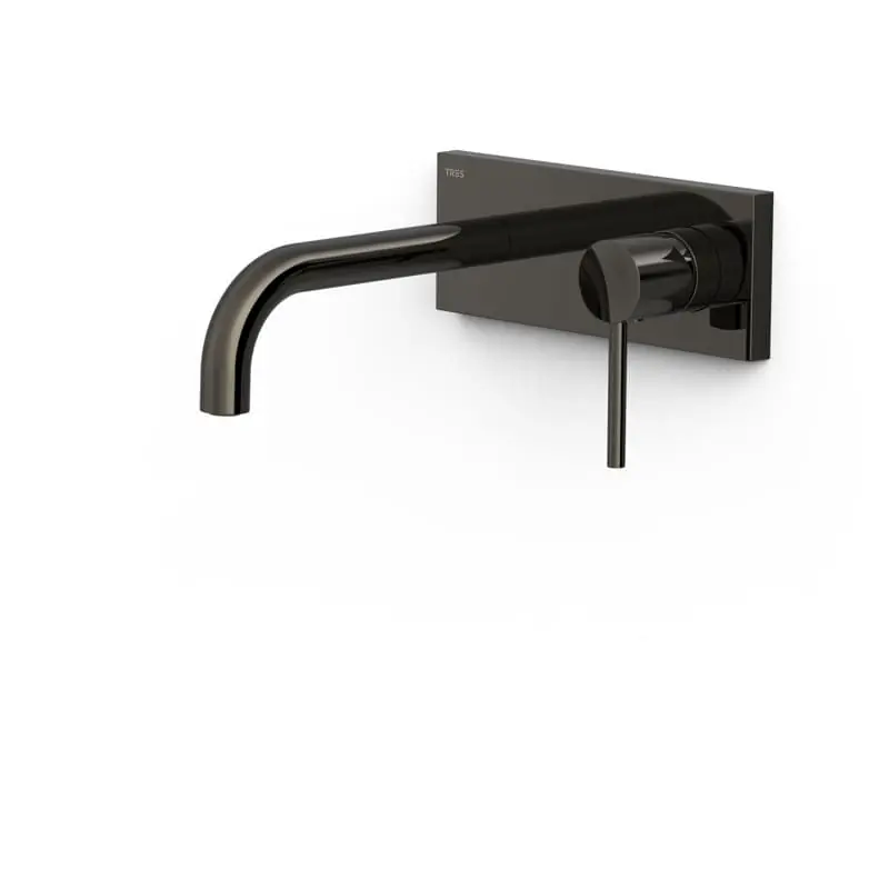 Monomando lavabo tres exclusive study empotrado 180mm negro metalizado 26230031km - Griferia Tres Study empotrado