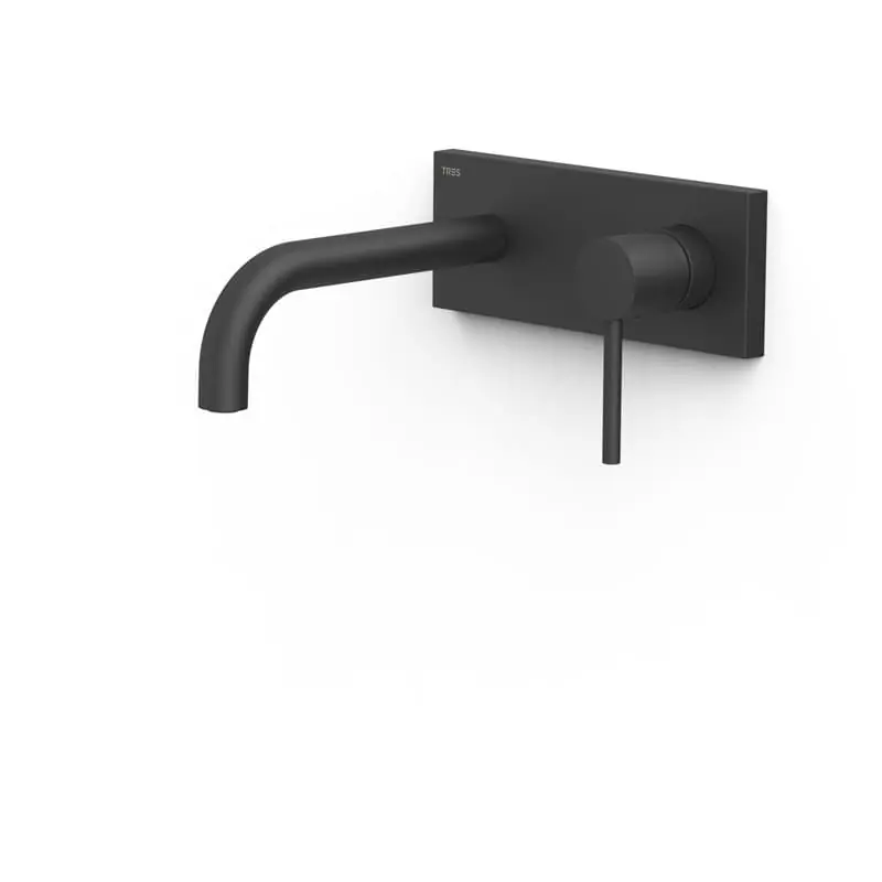Monomando lavabo tres exclusive study empotrado 180mm negro mate 26230031nm - Griferia Tres Study empotrado