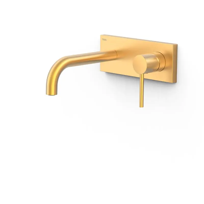 Monomando lavabo tres exclusive study empotrado 180mm oro mate 24k 26230031om - Griferia Tres Study empotrado