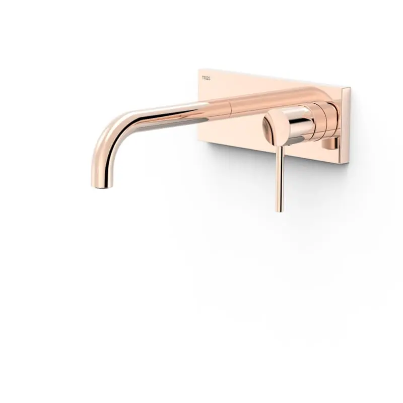 Monomando lavabo tres exclusive study empotrado 180mm oro rosa 24k 26230031opm - Griferia Tres Study empotrado