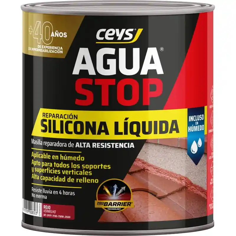 Masilla reparadora ceys aquastop de silicona liquida reactiva rojo 1 kg - Impermeabilizante exterior