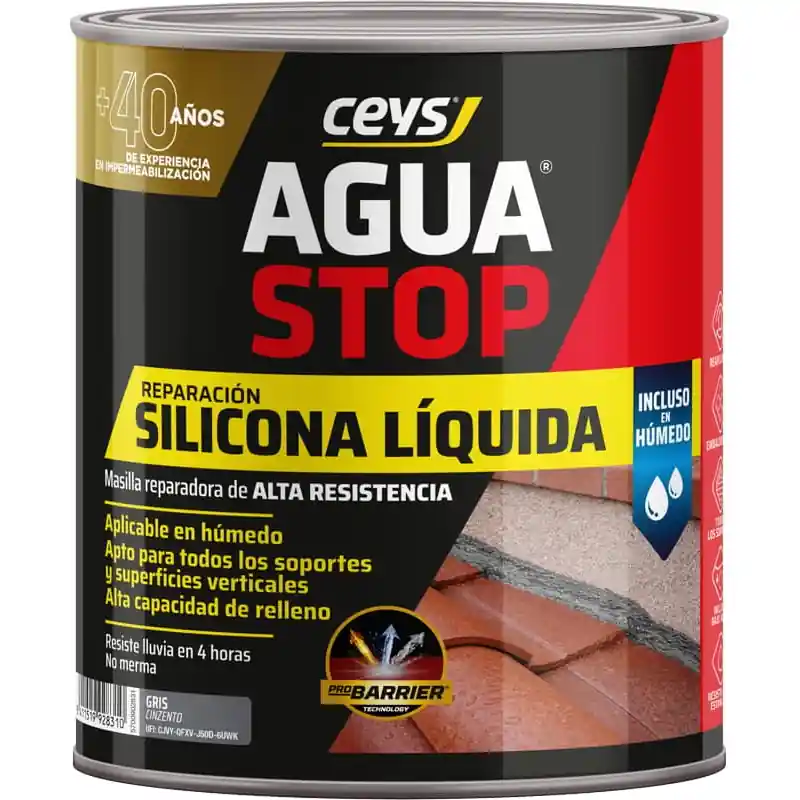 Masilla reparadora ceys aquastop de silicona liquida reactiva gris 1 kg - Impermeabilizante exterior