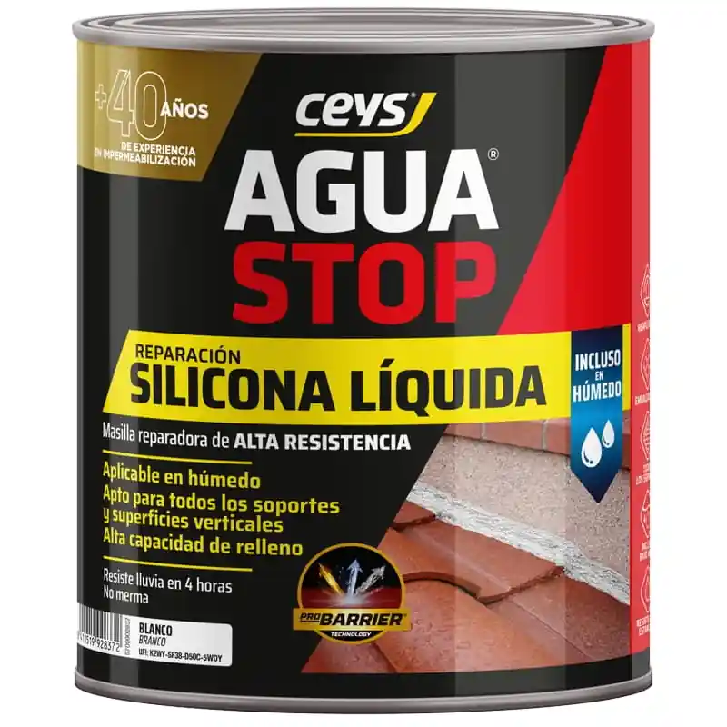 Masilla reparadora ceys aquastop de silicona liquida reactiva blanco 1 kg - Impermeabilizante exterior