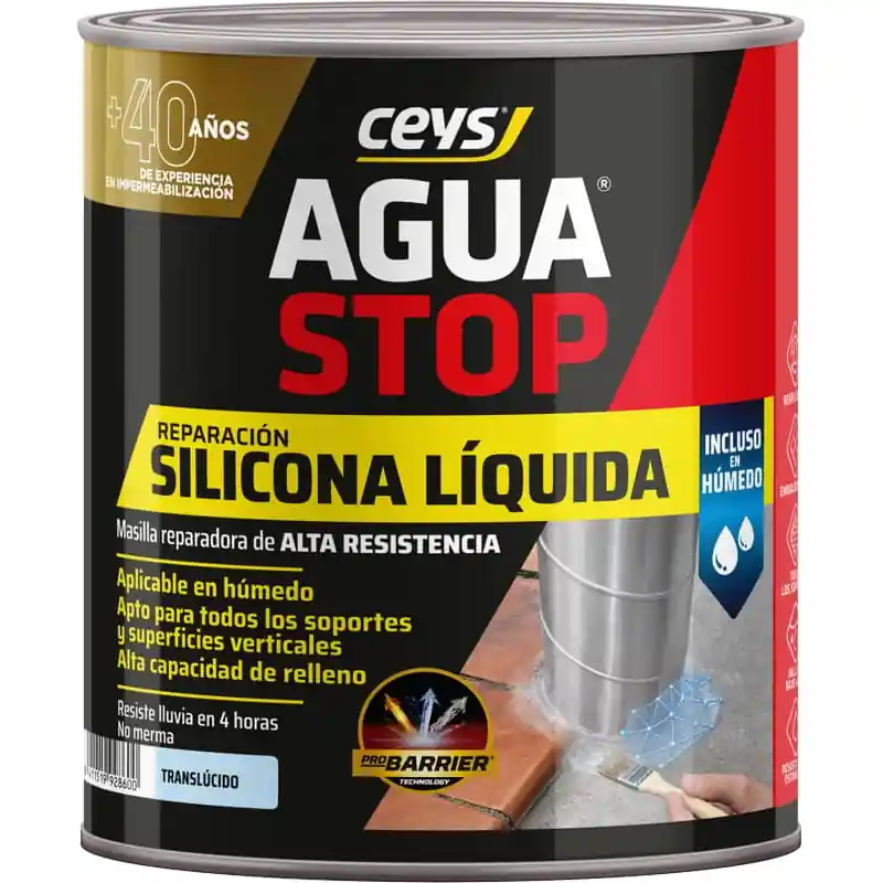 Masilla reparadora ceys aquastop de silicona liquida translucido 750g - Impermeabilizante exterior