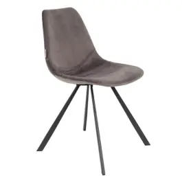 Silla Franky Terciopelo Gris - Dutchbone