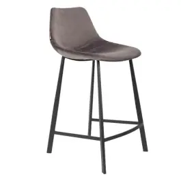 Taburete Franky Velvet Grey - Dutchbone