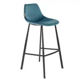 taburete Bar terciopelo azul Franky - Dutchbone