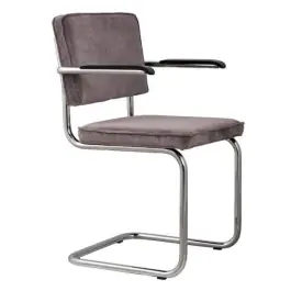 Silla Ridge Rib Gris con Reposabrazos - Zuiver