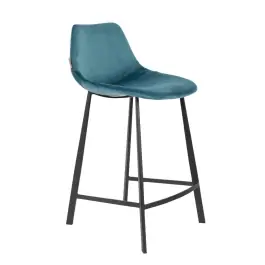 Taburete de Cocina Franky Terciopelo Azul - Dutchbone