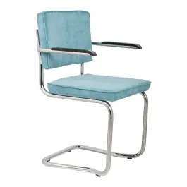 Silla Ridge Rib Azul con Reposabrazos - Zuiver