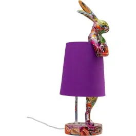 Lámpara de Mesa Animal Rabbit Graffiti/Morado 50cm - Kare Design