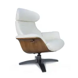 Sillón Relax Vega Blanco de Piel y Roble EXPO - My New Design