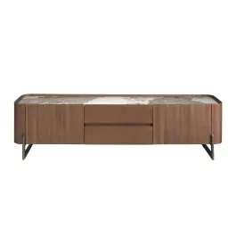 Mueble TV Nogal Acero y Mármol - Angel Cerdá