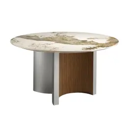 Mesa de Comedor Redonda Mármol y Madera - Angel Cerdá