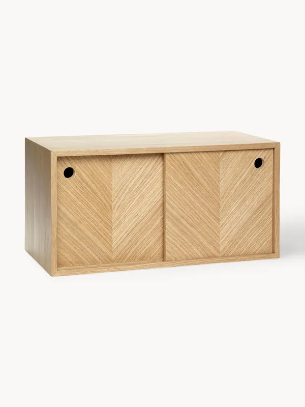 Aparador de pared de madera con diseño en espiga Herringbone - Hübsch