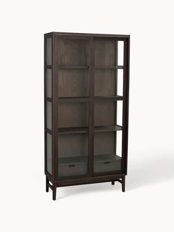 Vitrina de madera de roble con puertas correderas Hazelton - Rowico Home
